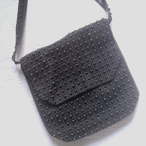 Vntg Bounty black beaded 50s/60s purse